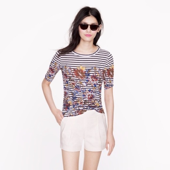 J. Crew Tops - J Crew floral striped tee size‎ small style 44418